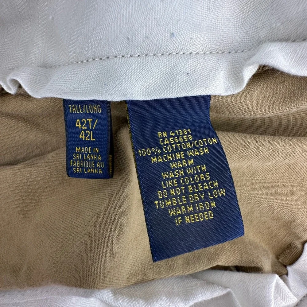 Polo‎ Ralph Lauren Mens 42T Khaki Chino Shorts Tan Cotton Tall Long 42L Solid